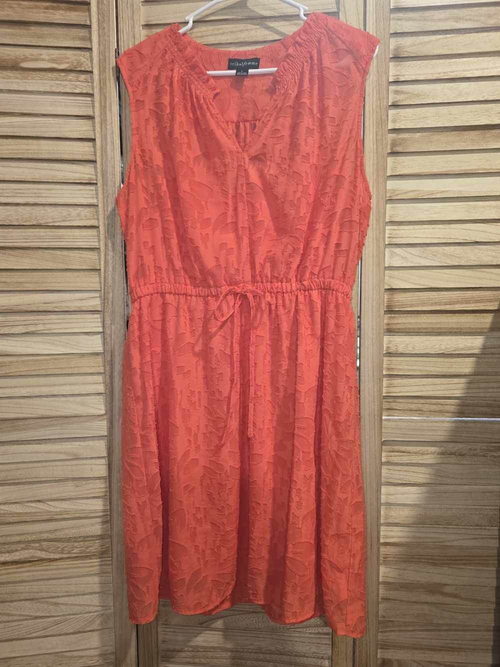 Tribal Coral Textured V-Neck Dress
